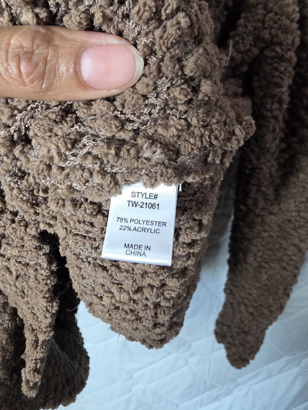 Zenana Outfitters Brown Cozy Popcorn Knit Button-Front Sweater Sz XL - Picture 6 of 9